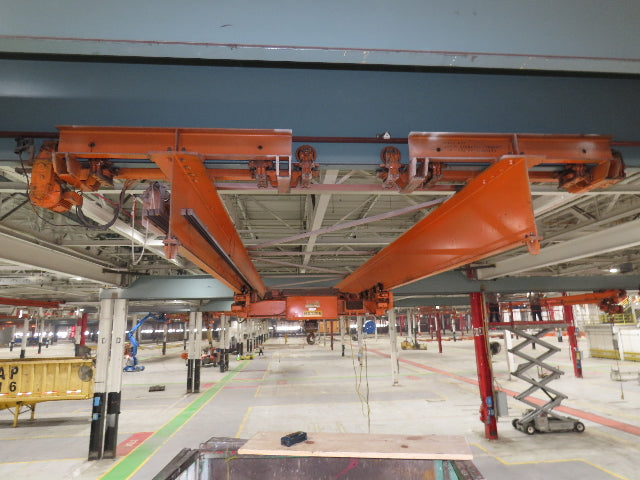 Cleveland Tramrail P&H 6 Ton Double Girder Underhung Bridge Crane 45' 10" Span