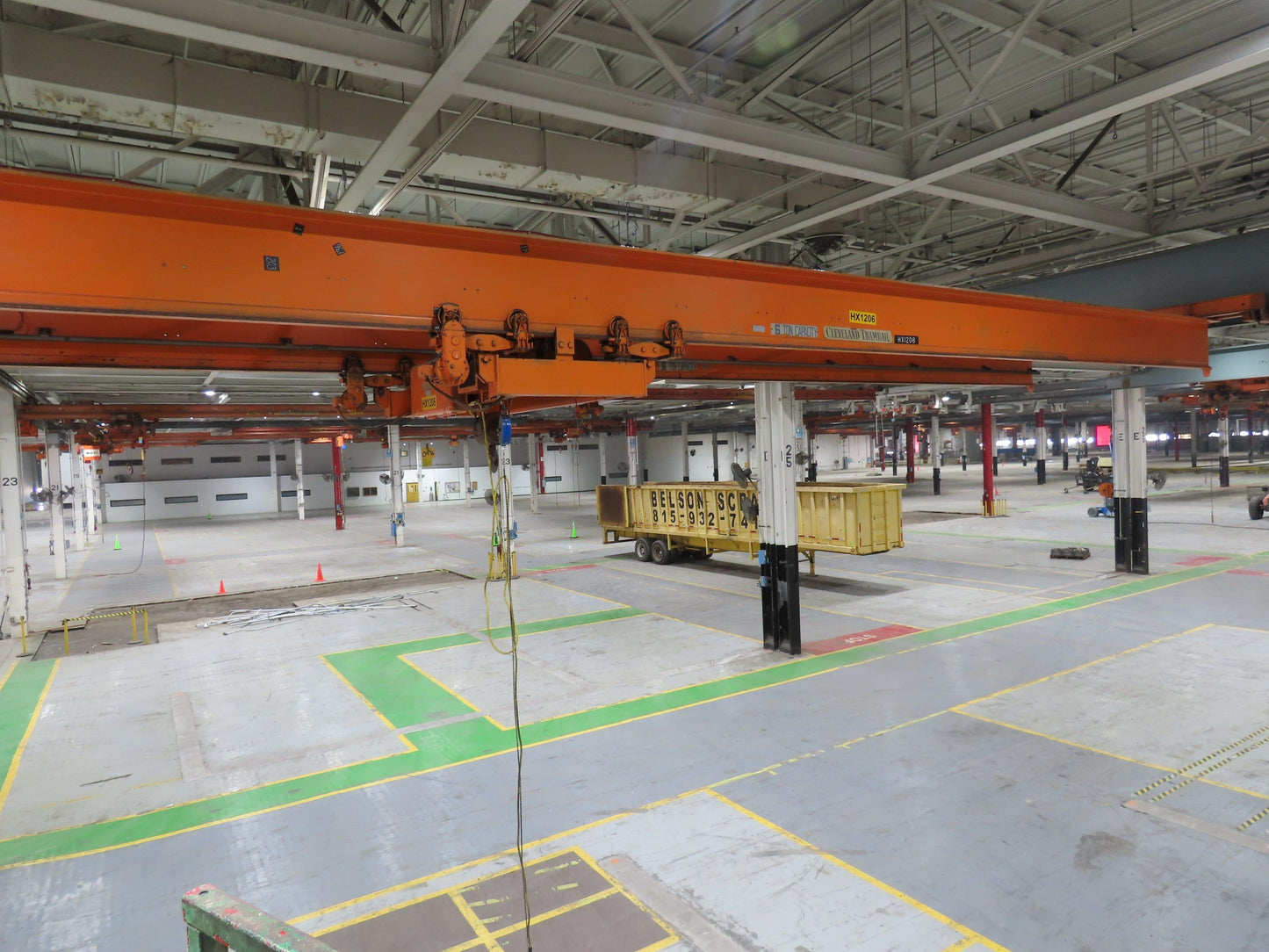 Cleveland Tramrail P&H 6 Ton Double Girder Underhung Bridge Crane 45' 10" Span