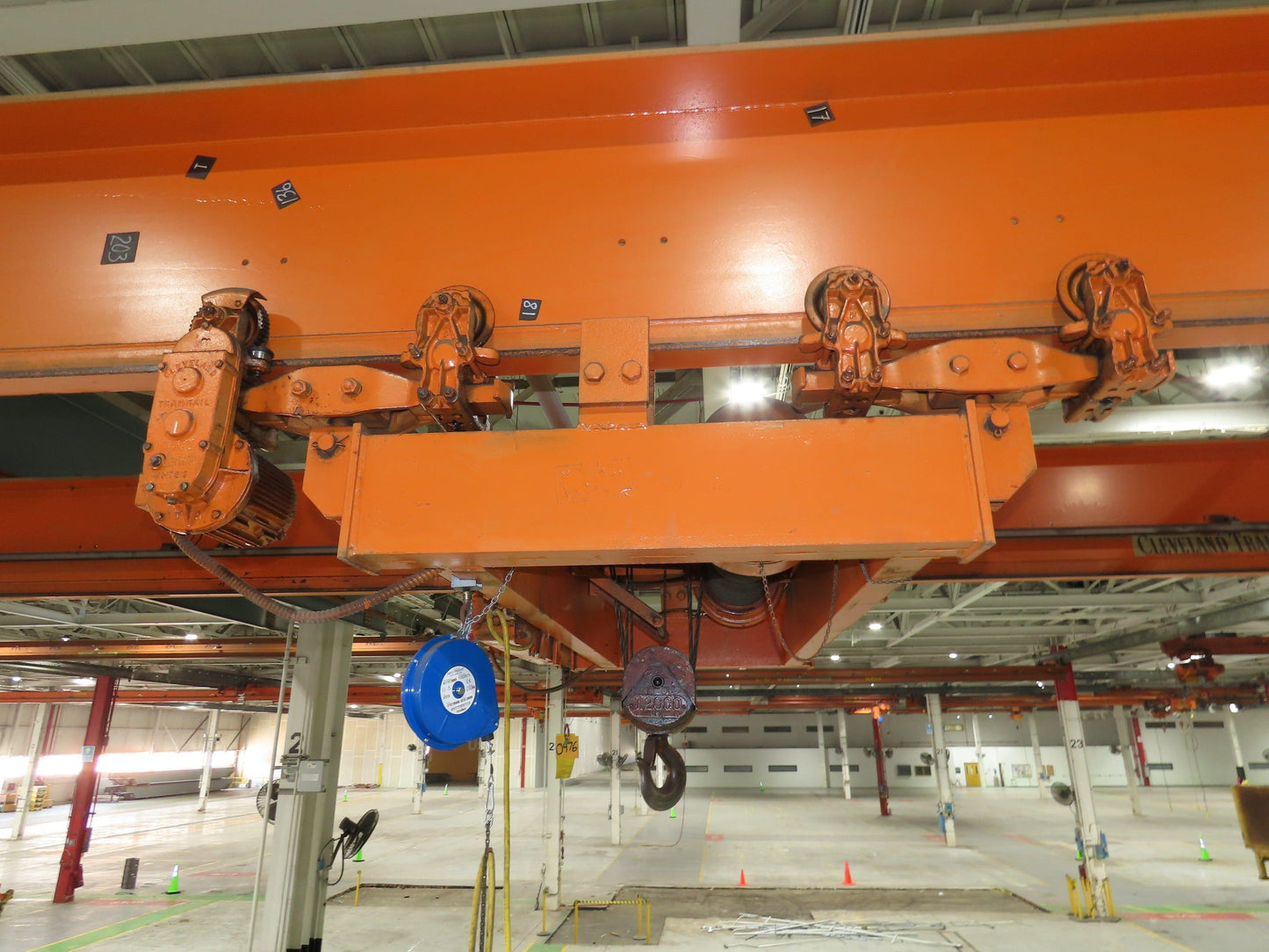 Cleveland Tramrail P&H 6 Ton Double Girder Underhung Bridge Crane 45' 10" Span