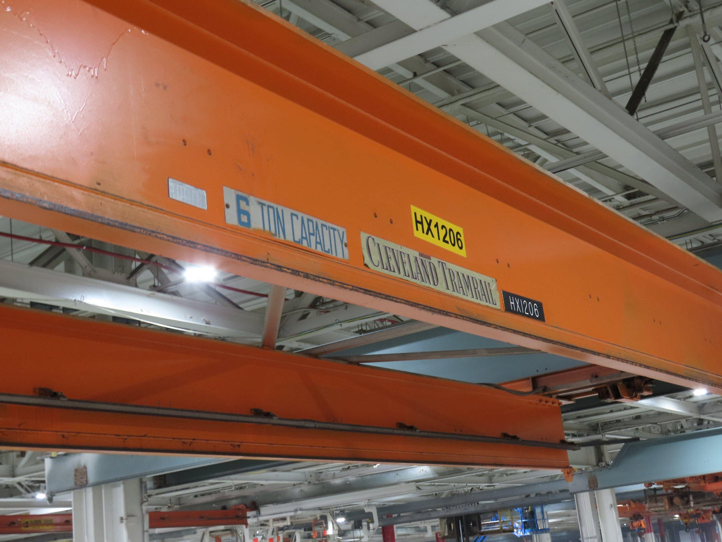 Cleveland Tramrail P&H 6 Ton Double Girder Underhung Bridge Crane 45' 10" Span
