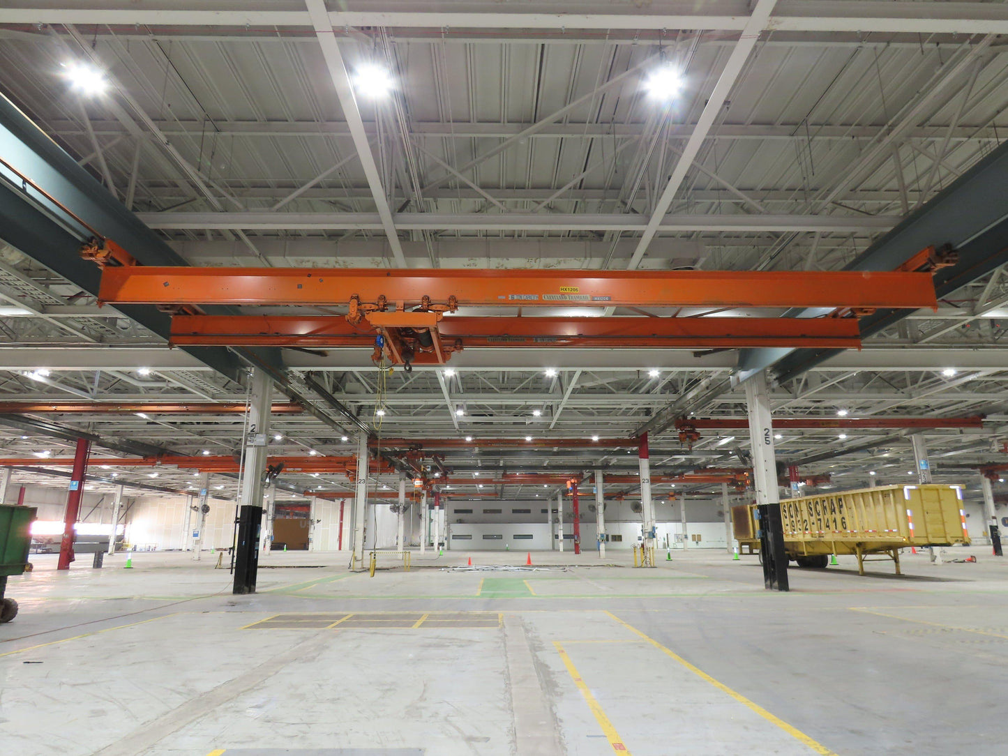 Cleveland Tramrail P&H 6 Ton Double Girder Underhung Bridge Crane 45' 10" Span