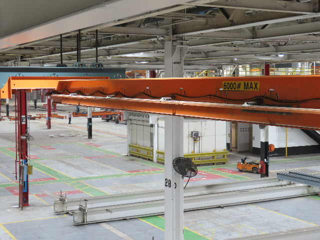 Cleveland Tramrail P&H 3 Ton Single Girder Underhung Bridge Crane 45' 10" Span