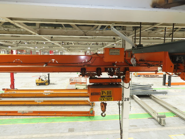 Cleveland Tramrail P&H 3 Ton Single Girder Underhung Bridge Crane 45' 10" Span