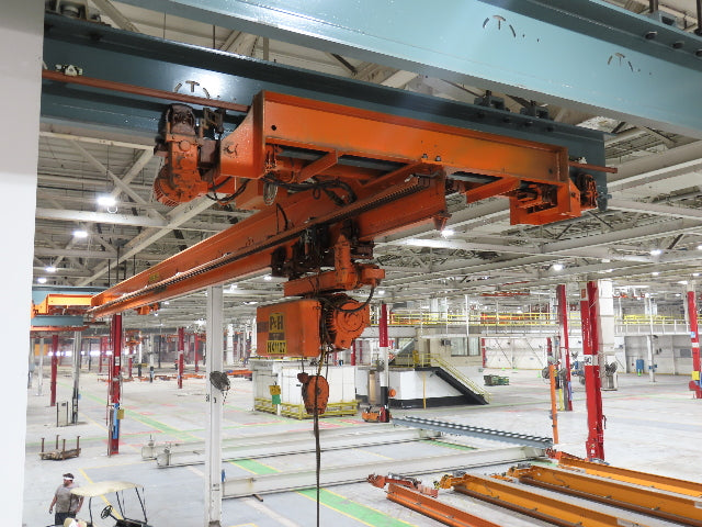 Cleveland Tramrail P&H 3 Ton Single Girder Underhung Bridge Crane 45' 10" Span