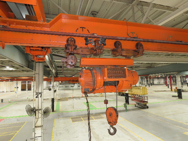 Cleveland Tramrail P&H 3 Ton Single Girder Underhung Bridge Crane 45' 10" Span