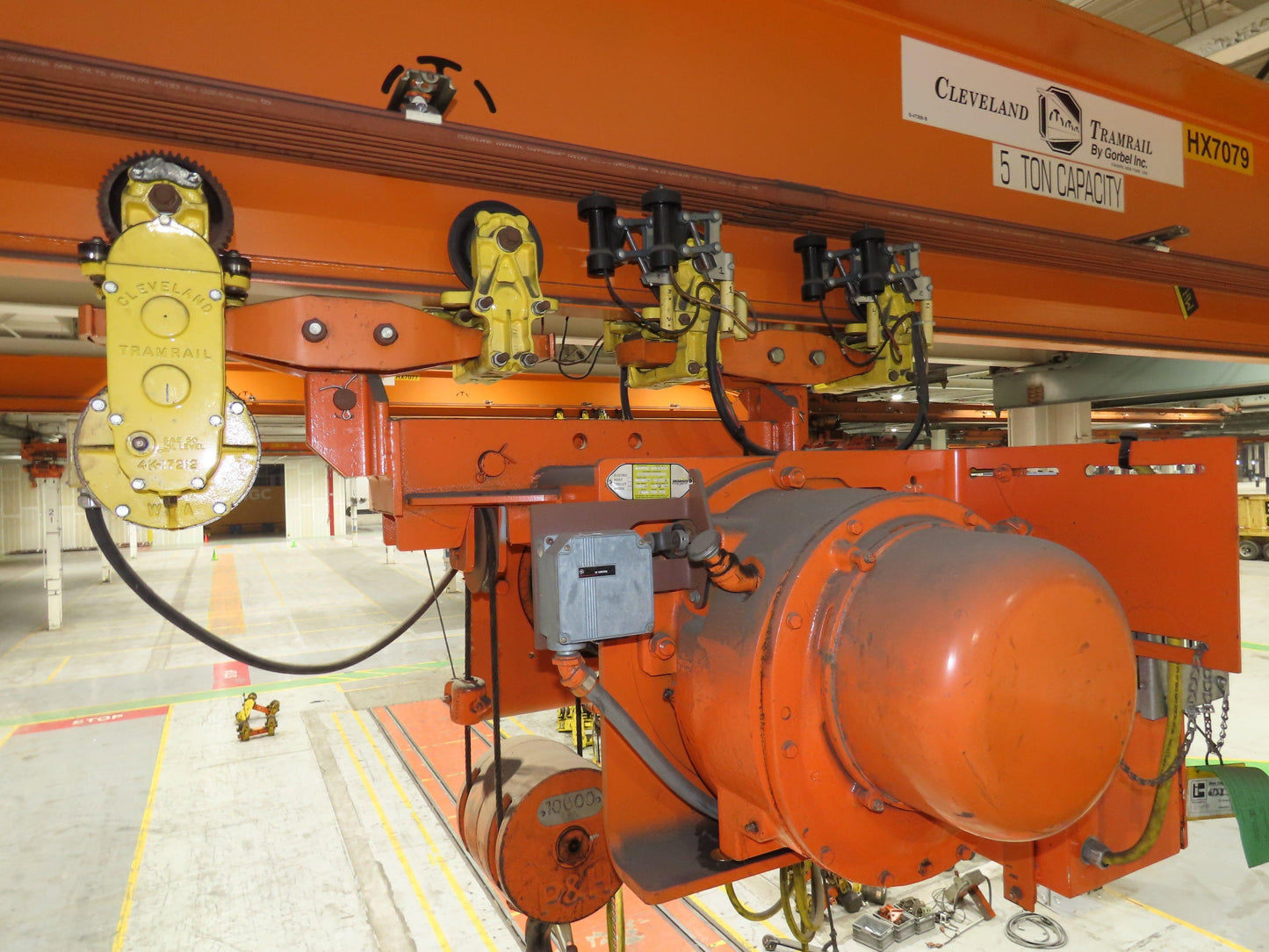 Cleveland Tramrail P&H 5 Ton Underhung Bridge Crane 45' 10" Span Magnetek Remote