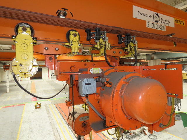 Cleveland Tramrail P&H 5 Ton Underhung Bridge Crane 45' 10" Span Magnetek Remote