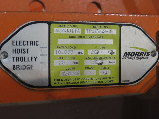 Cleveland Tramrail P&H 5 Ton Underhung Bridge Crane 45' 10" Span Magnetek Remote