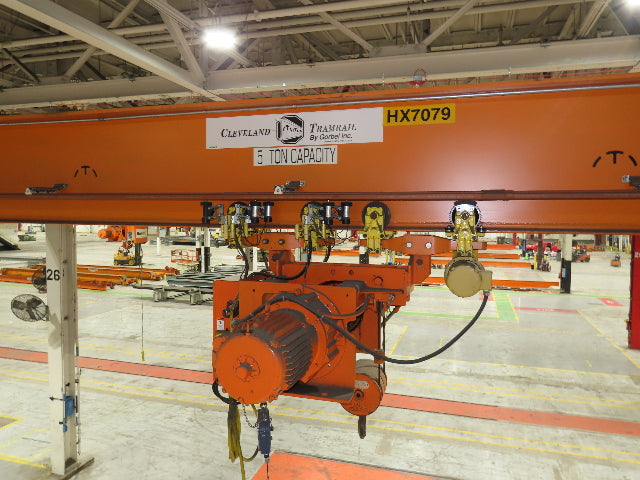 Cleveland Tramrail P&H 5 Ton Underhung Bridge Crane 45' 10" Span Magnetek Remote