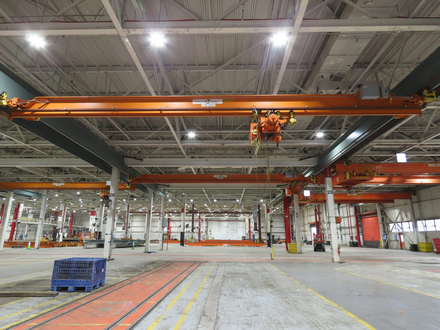 Cleveland Tramrail P&H 5 Ton Underhung Bridge Crane 45' 10" Span Magnetek Remote