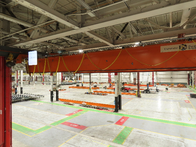 Cleveland Tramrail P&H 15 Ton Double Girder Underhung Bridge Crane 44' 6" Span