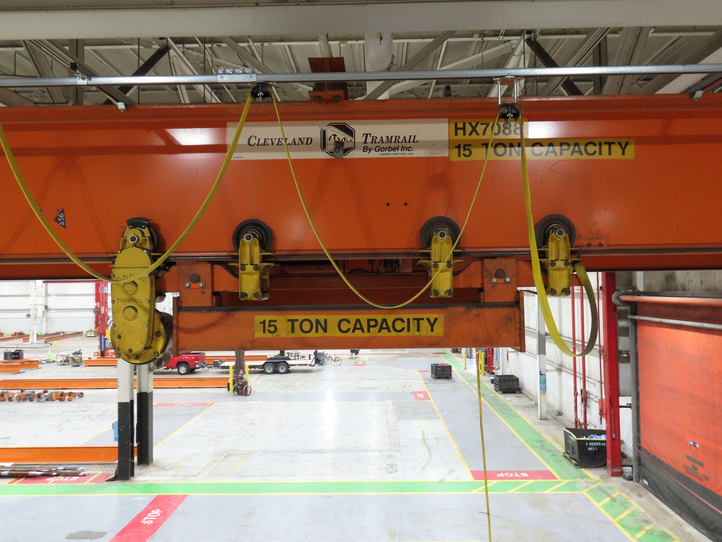 Cleveland Tramrail P&H 15 Ton Double Girder Underhung Bridge Crane 44' 6" Span