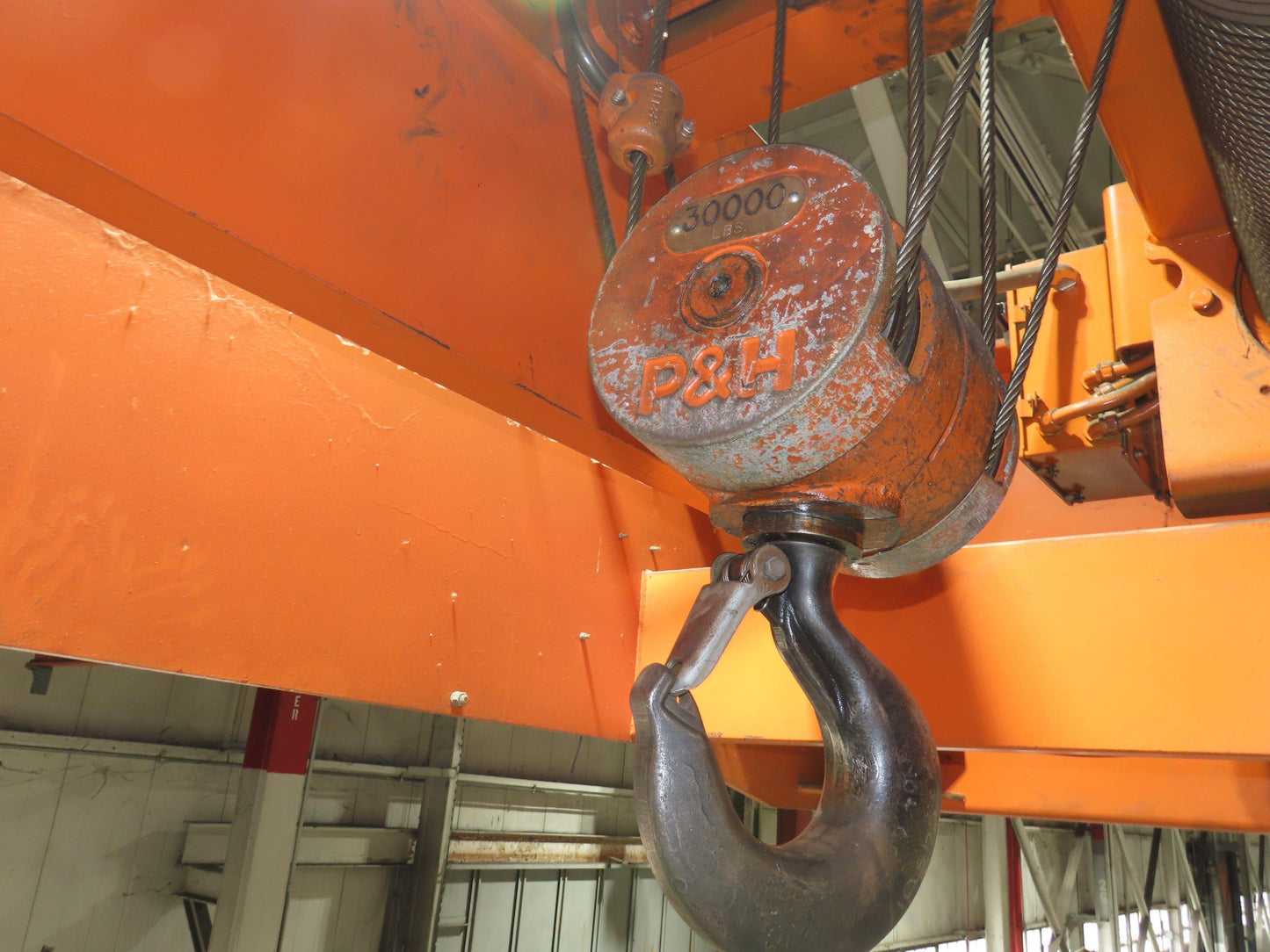Cleveland Tramrail P&H 15 Ton Double Girder Underhung Bridge Crane 44' 6" Span