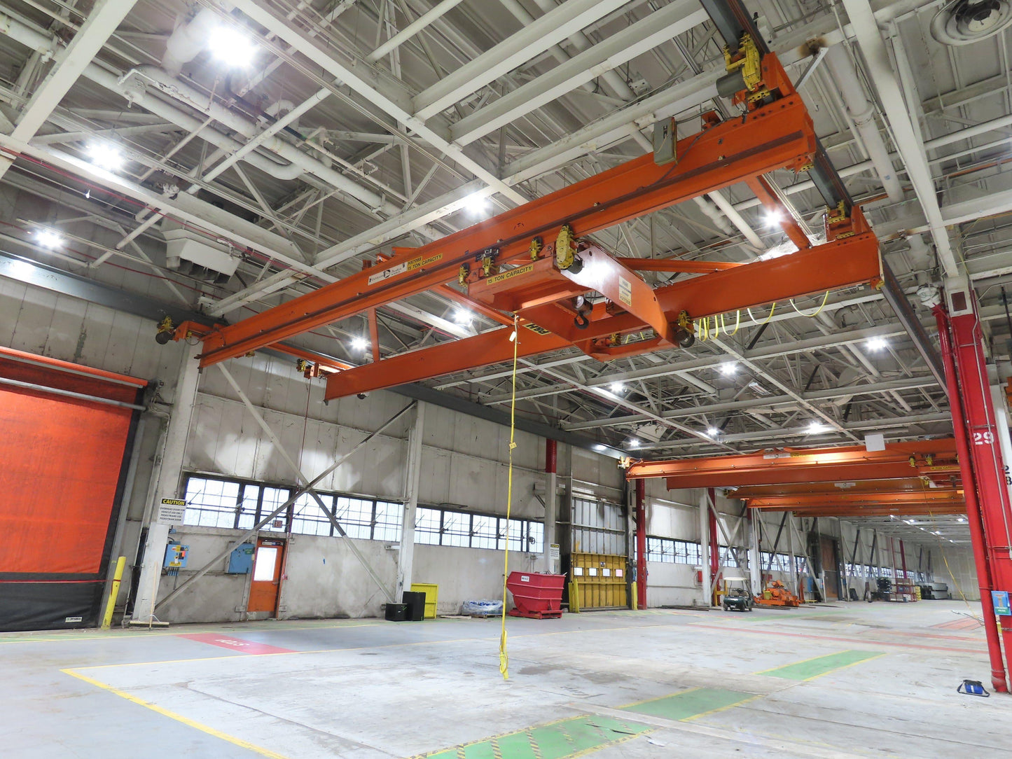 Cleveland Tramrail P&H 15 Ton Double Girder Underhung Bridge Crane 44' 6" Span