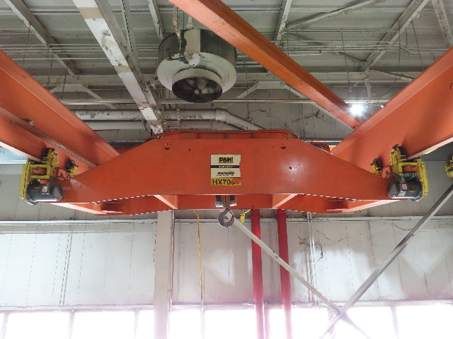 Cleveland Tramrail P&H 15 Ton Double Girder Underhung Bridge Crane 44' 6" Span
