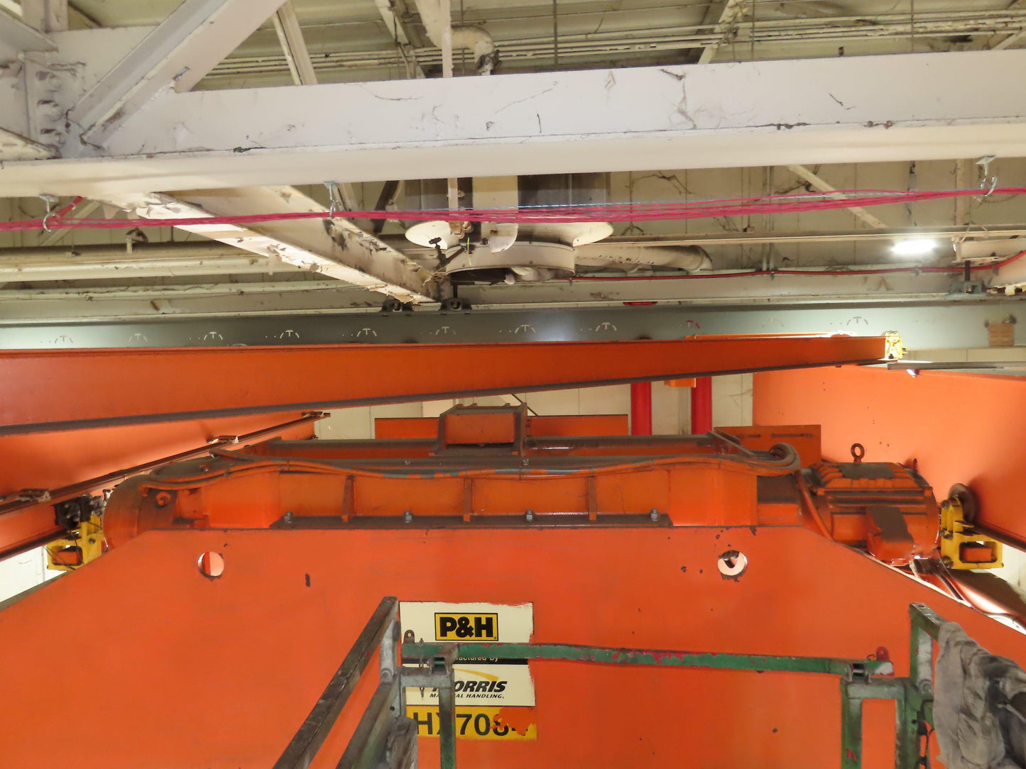 Cleveland Tramrail P&H 15 Ton Double Girder Underhung Bridge Crane 44' 6" Span