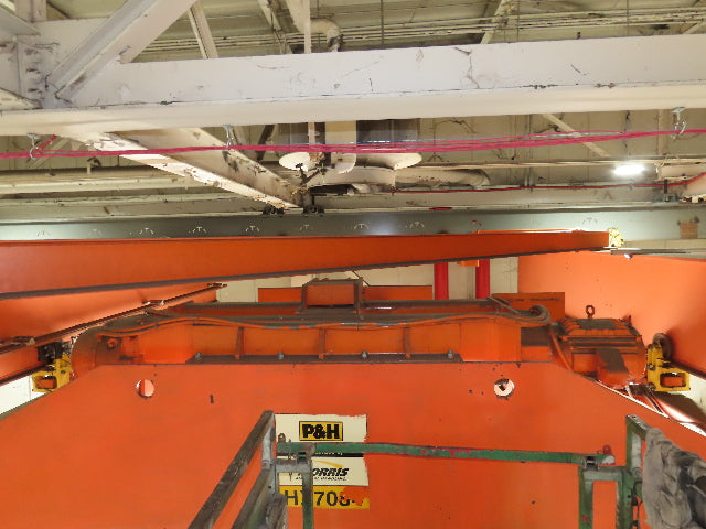 Cleveland Tramrail P&H 15 Ton Double Girder Underhung Bridge Crane 44' 6" Span