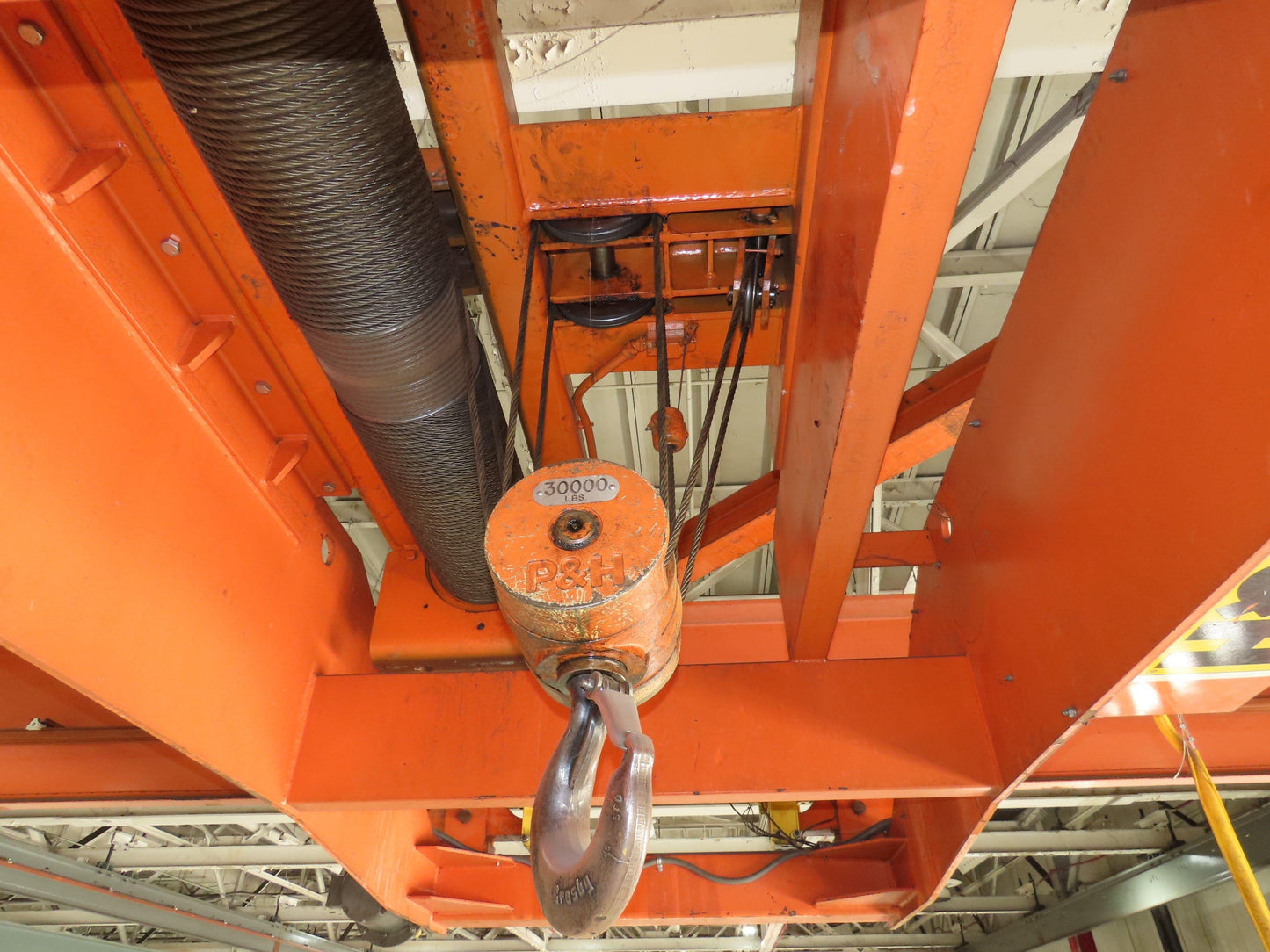 Cleveland Tramrail P&H 15 Ton Double Girder Underhung Bridge Crane 44' 6" Span