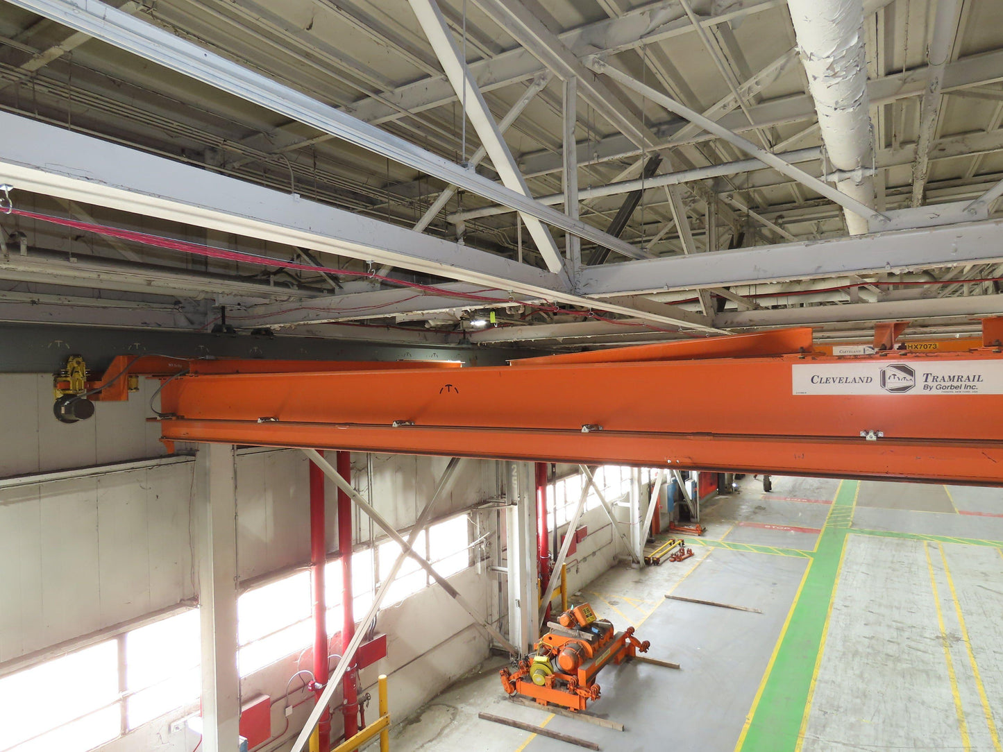 Cleveland Tramrail P&H 15 Ton Double Girder Underhung Bridge Crane 44' 6" Span
