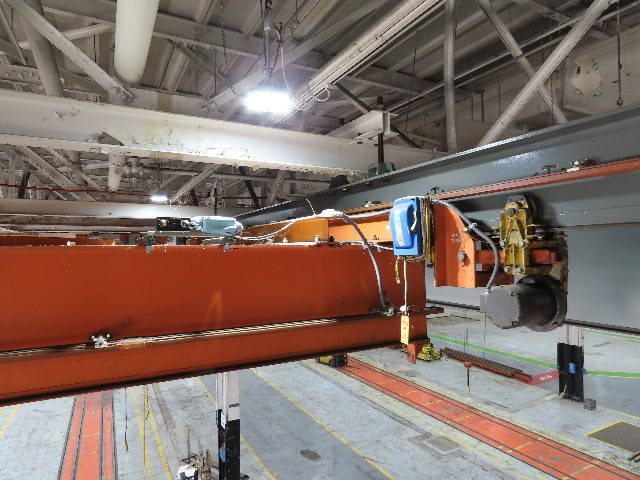 Cleveland Tramrail P&H 15 Ton Double Girder Underhung Bridge Crane 44' 6" Span