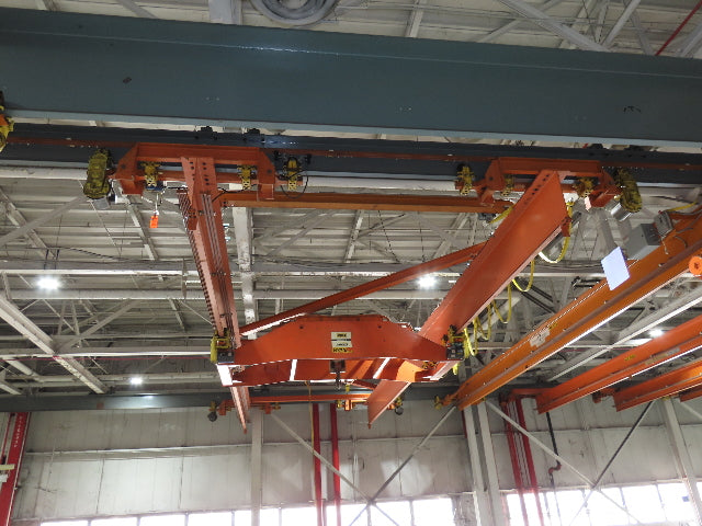 Cleveland Tramrail P&H 15 Ton Double Girder Underhung Bridge Crane 44' 6" Span