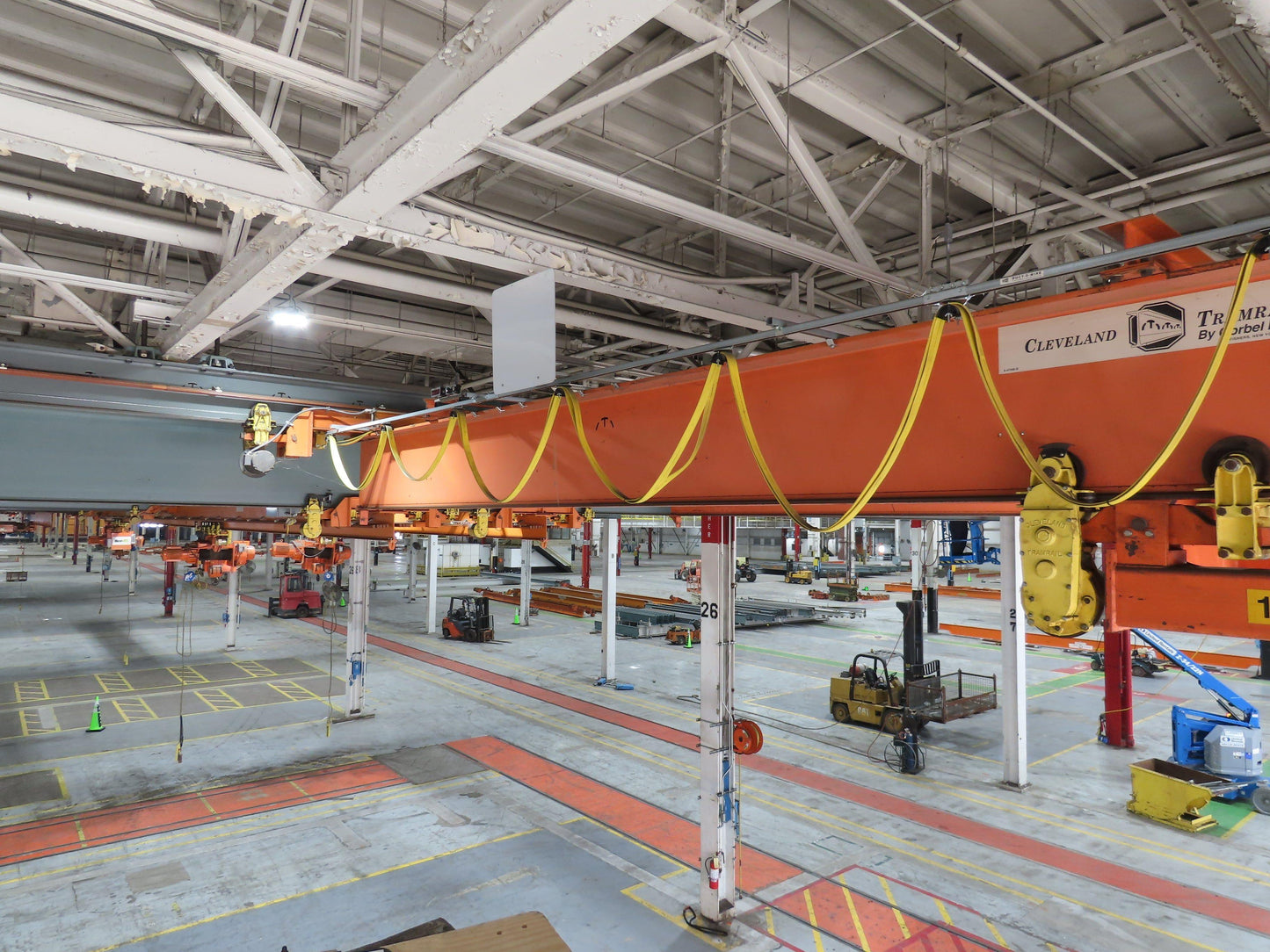 Cleveland Tramrail P&H 15 Ton Double Girder Underhung Bridge Crane 44' 6" Span