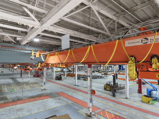 Cleveland Tramrail P&H 15 Ton Double Girder Underhung Bridge Crane 44' 6" Span