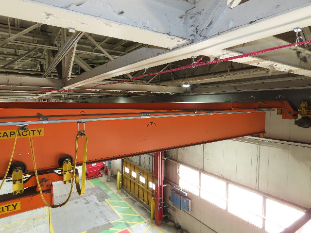 Cleveland Tramrail P&H 15 Ton Double Girder Underhung Bridge Crane 44' 6" Span