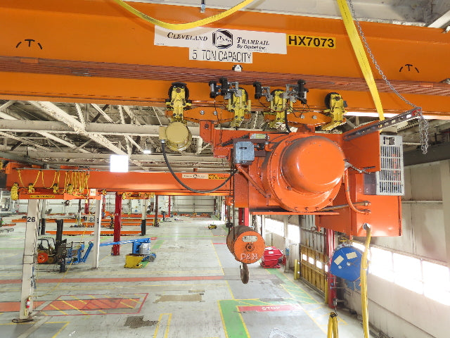 Cleveland Tramrail P&H 5 Ton Single Girder Underhung Bridge Crane 44' 6" Span