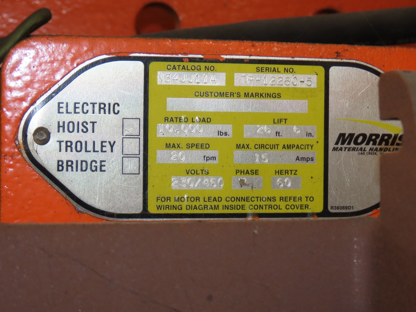 Cleveland Tramrail P&H 5 Ton Single Girder Underhung Bridge Crane 44' 6" Span