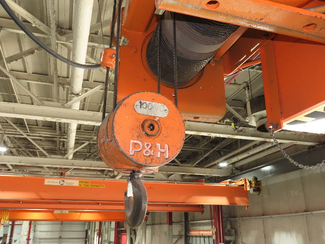 Cleveland Tramrail P&H 5 Ton Single Girder Underhung Bridge Crane 44' 6" Span