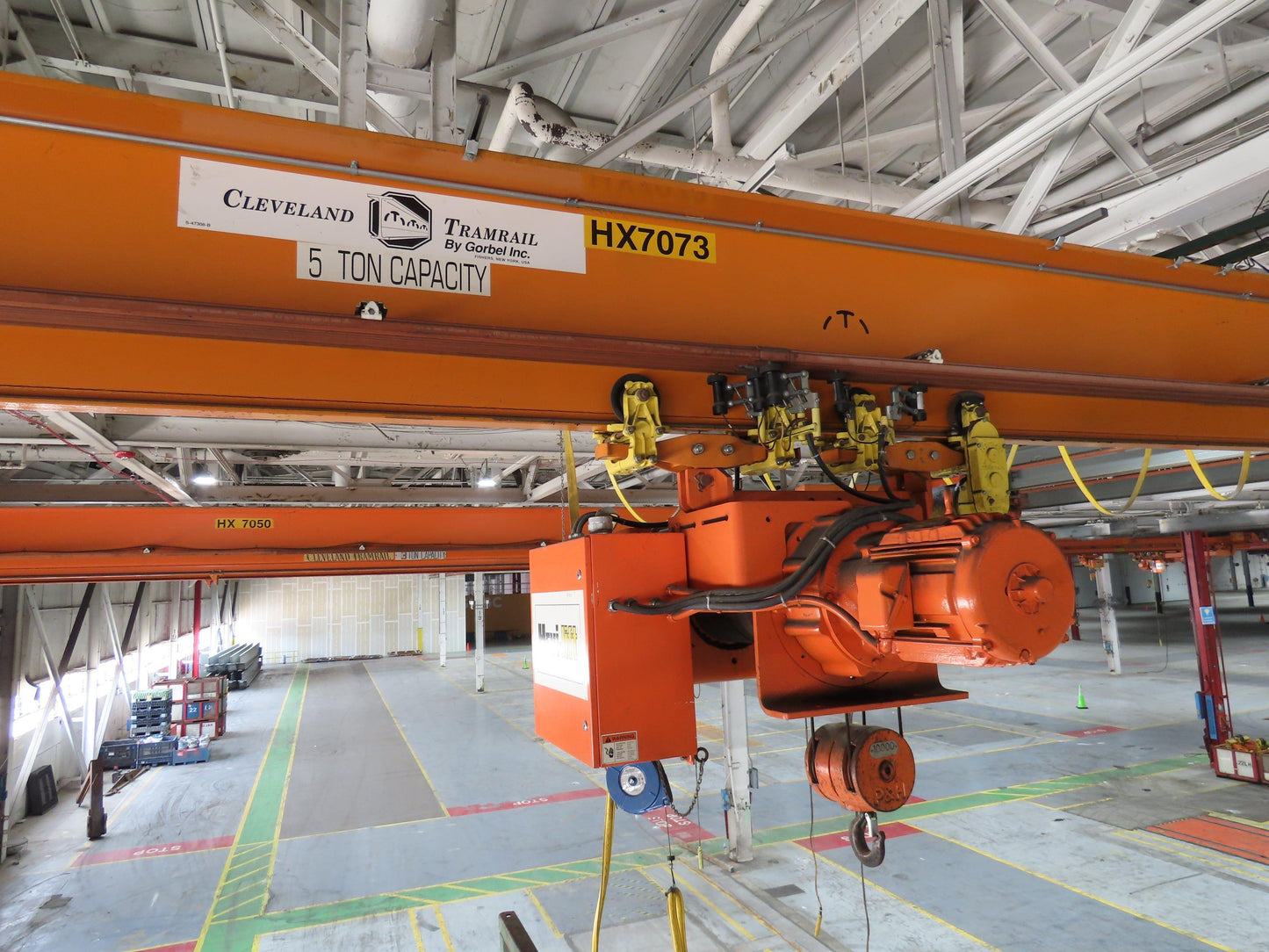 Cleveland Tramrail P&H 5 Ton Single Girder Underhung Bridge Crane 44' 6" Span