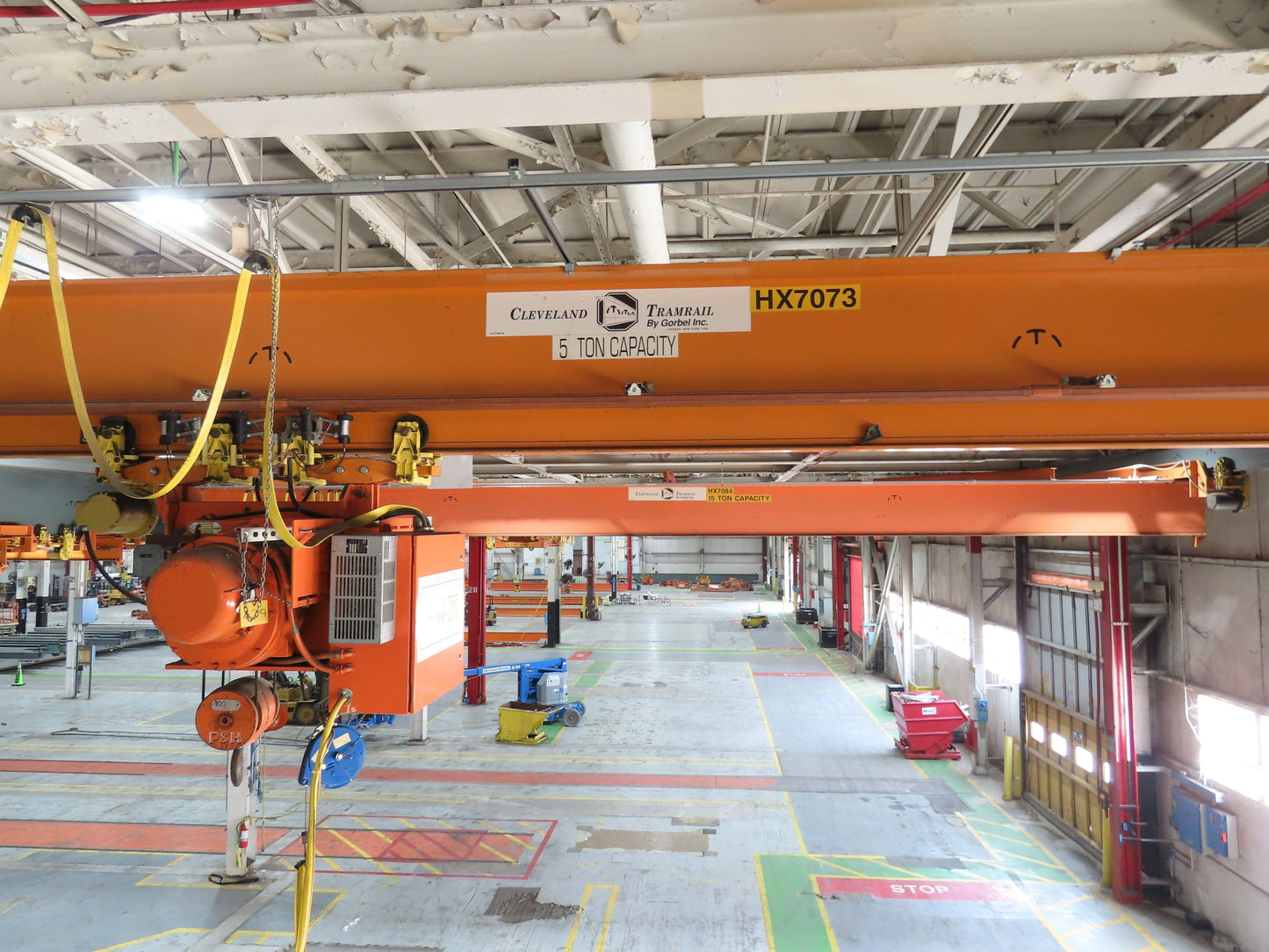 Cleveland Tramrail P&H 5 Ton Single Girder Underhung Bridge Crane 44' 6" Span