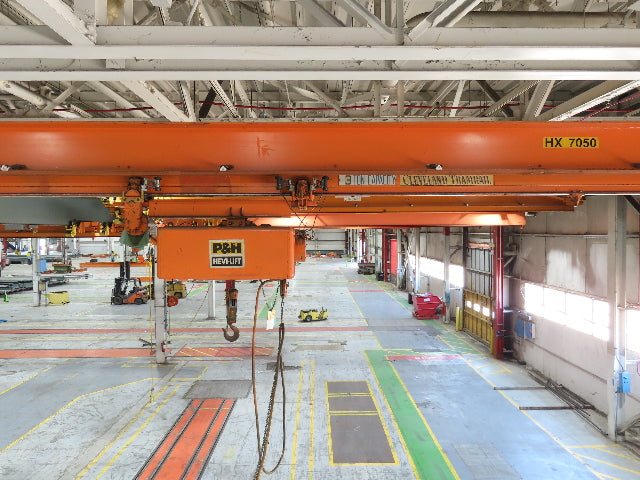 Cleveland Tramrail P&H 3 Ton Single Girder Underhung Bridge Crane 44' 6" Span