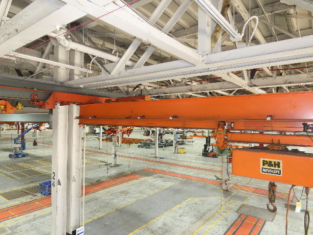 Cleveland Tramrail P&H 3 Ton Single Girder Underhung Bridge Crane 44' 6" Span