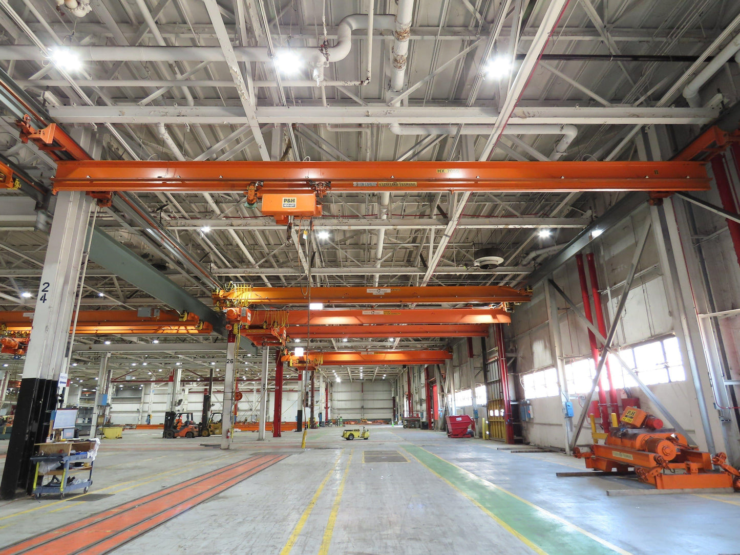 Cleveland Tramrail P&H 3 Ton Single Girder Underhung Bridge Crane 44' 6" Span