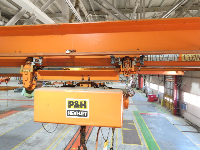 Cleveland Tramrail P&H 3 Ton Single Girder Underhung Bridge Crane 44' 6" Span