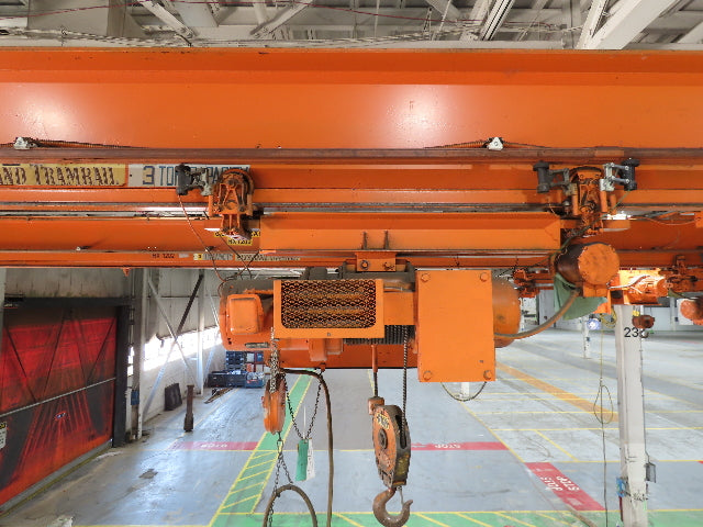 Cleveland Tramrail P&H 3 Ton Single Girder Underhung Bridge Crane 44' 6" Span