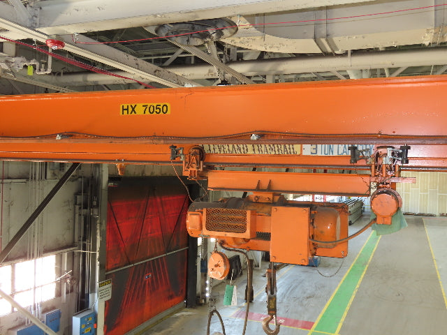 Cleveland Tramrail P&H 3 Ton Single Girder Underhung Bridge Crane 44' 6" Span