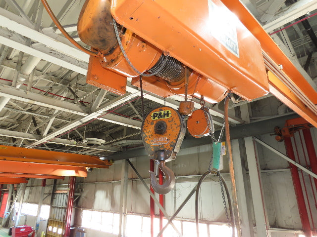 Cleveland Tramrail P&H 3 Ton Single Girder Underhung Bridge Crane 44' 6" Span
