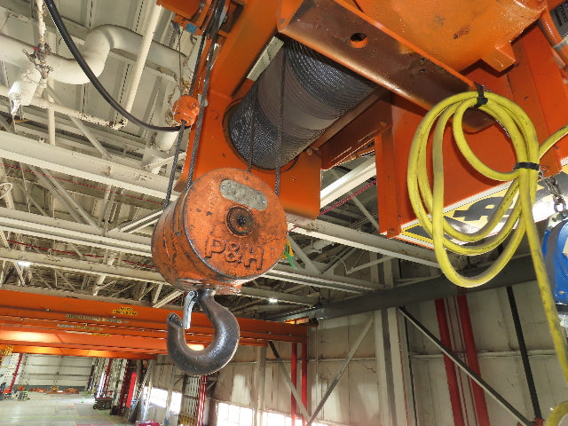 Cleveland Tramrail P&H 5 Ton Single Girder Underhung Bridge Crane 44' 6" Span
