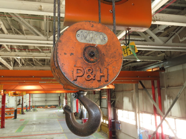 Cleveland Tramrail P&H 5 Ton Single Girder Underhung Bridge Crane 44' 6" Span