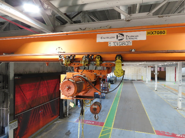 Cleveland Tramrail P&H 5 Ton Single Girder Underhung Bridge Crane 44' 6" Span