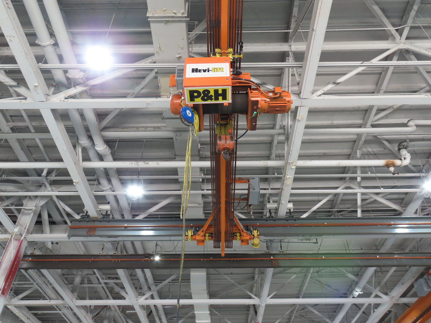 Cleveland Tramrail P&H 5 Ton Single Girder Underhung Bridge Crane 44' 6" Span