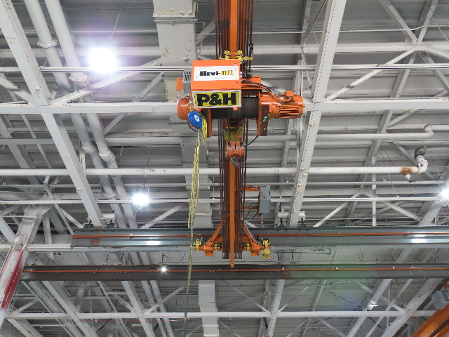 Cleveland Tramrail P&H 5 Ton Single Girder Underhung Bridge Crane 44' 6" Span