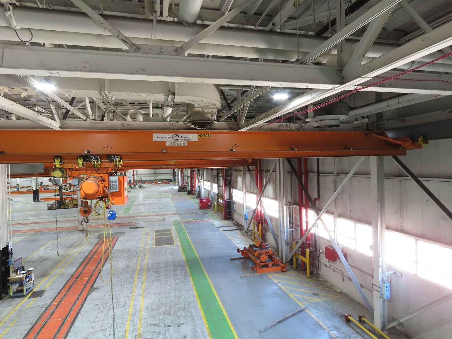 Cleveland Tramrail P&H 5 Ton Single Girder Underhung Bridge Crane 44' 6" Span