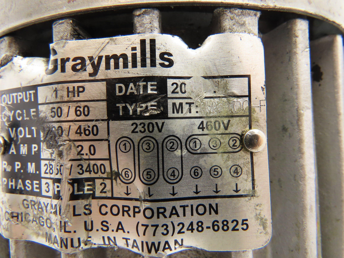 Graymills IMV100-F Vertical Immersion Coolant Pump 1HP 230/460V 3400 RPM 3PH