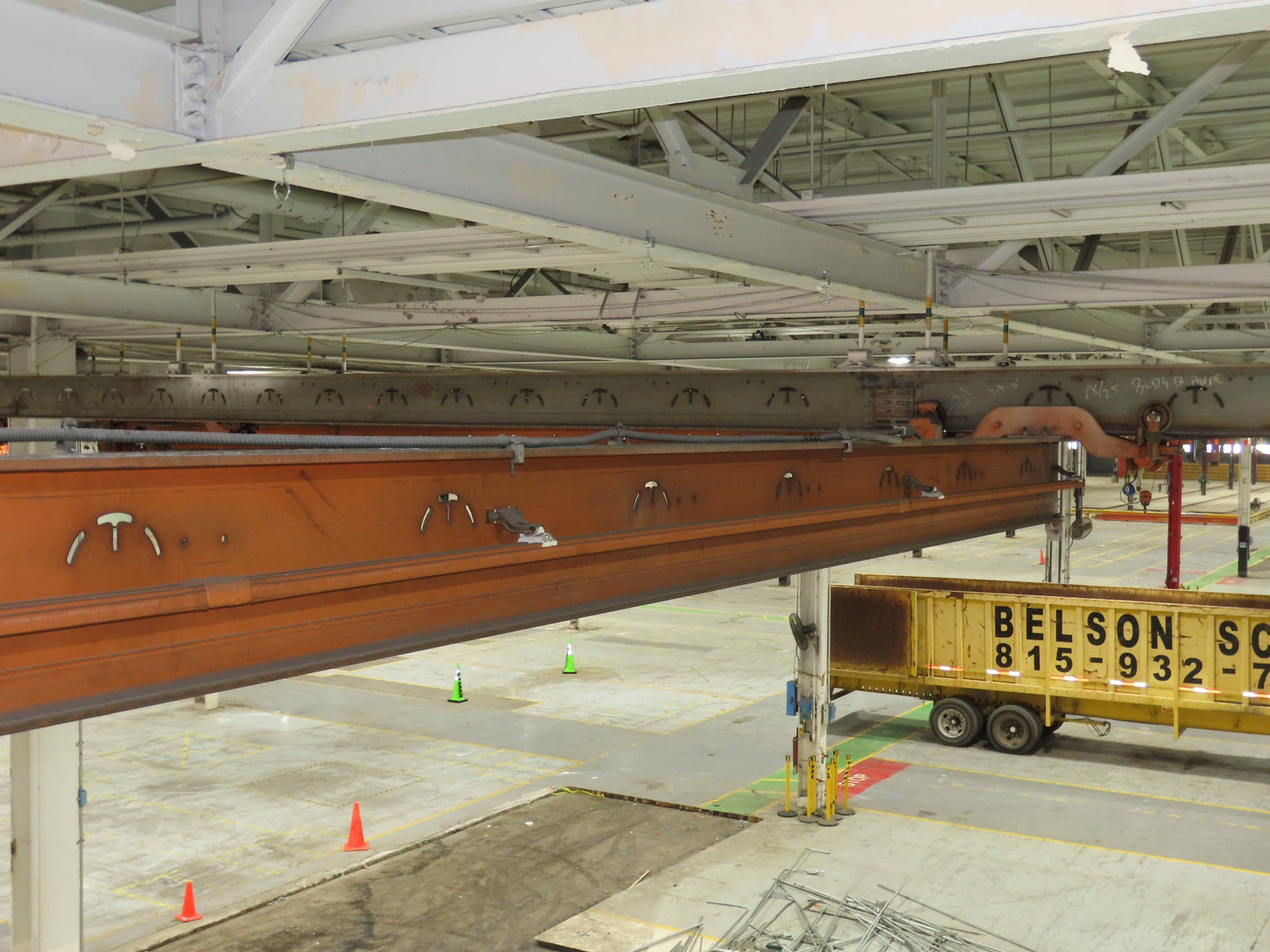 Cleveland Tramrail P&H 1 Ton Single Girder Underhung Bridge Crane 45' 10" Span