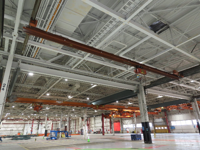 Cleveland Tramrail P&H 1 Ton Single Girder Underhung Bridge Crane 45' 10" Span