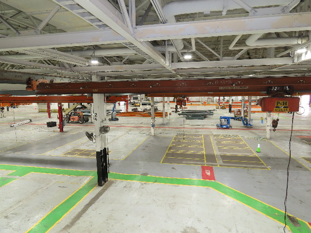 Cleveland Tramrail P&H 1 Ton Single Girder Underhung Bridge Crane 45' 10" Span